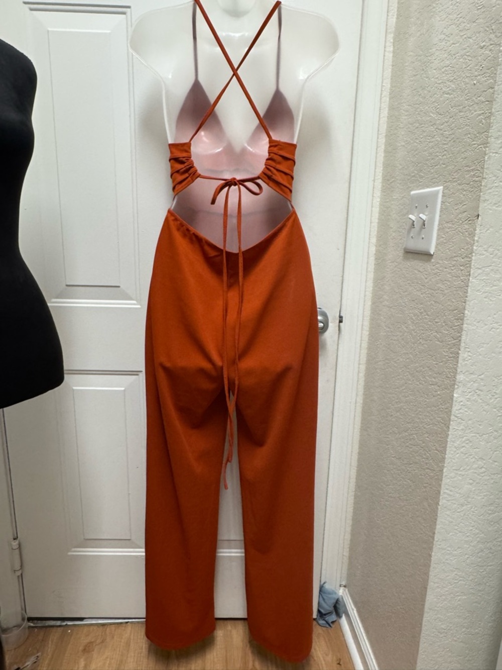 Rust Orange Plunge-Neck Wide-Leg Jumpsuit - Picture 2 of 4